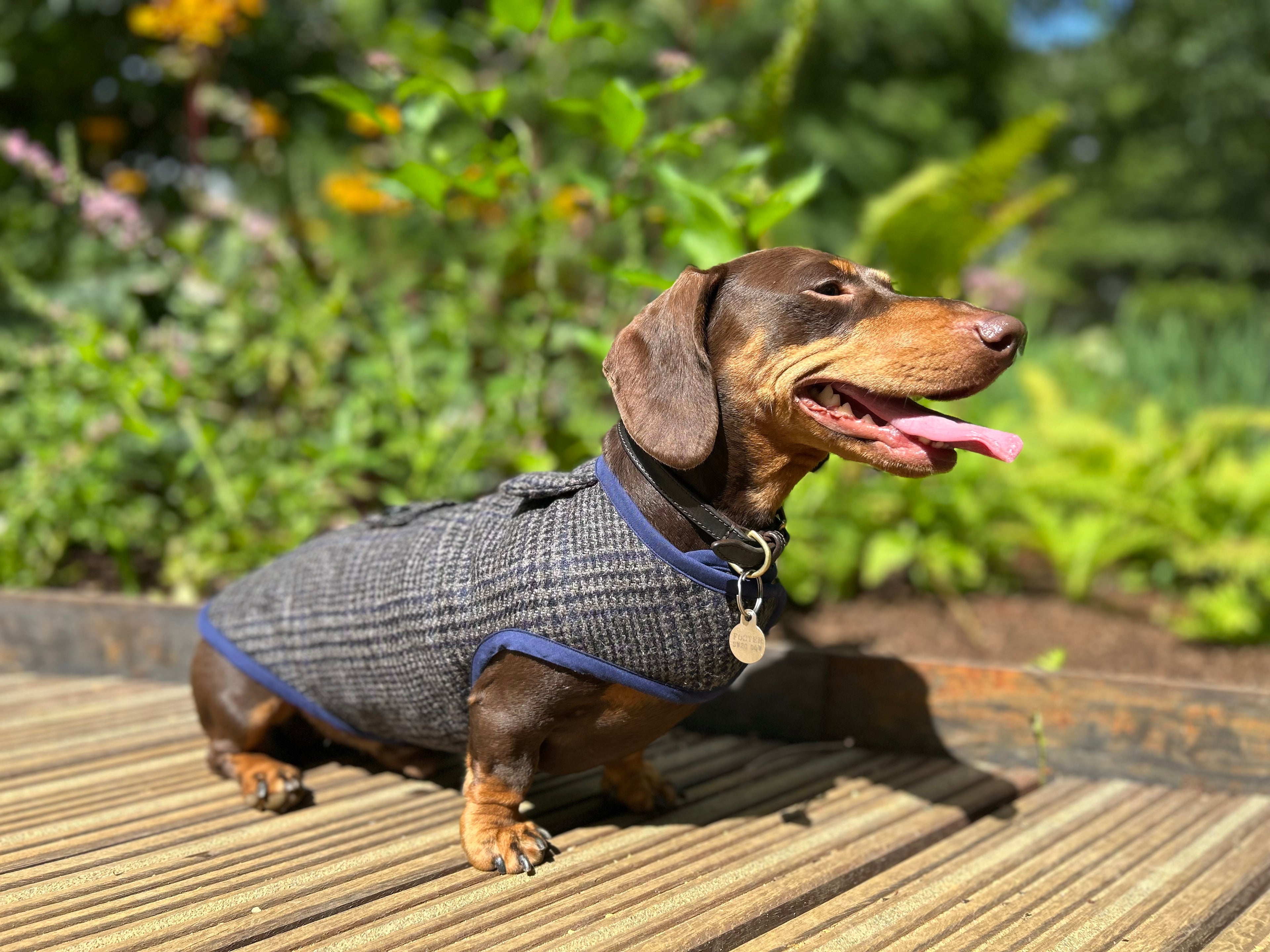 Navy check tweed coat