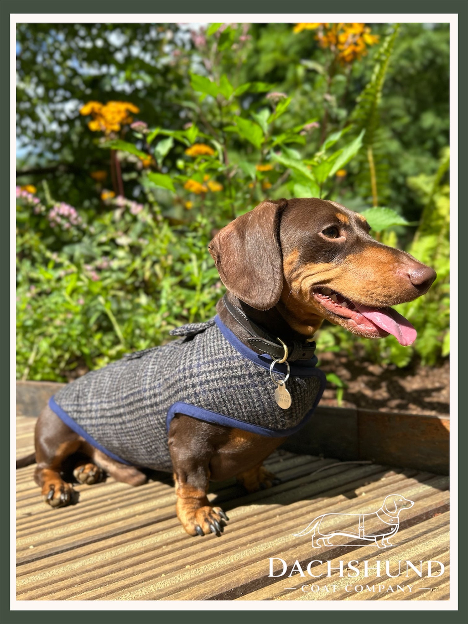 Navy check tweed coat